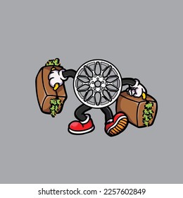 wheel vector smoking joint hold nug weed cartoon