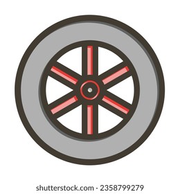 Wheel Vector Thick Line Filled Colors Icon For Personal And Commercial Use.
