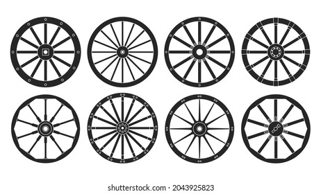 Wheel of west wild isolated black set icon. Vector black set icon wooden cartwheel. Vector illustration wheel of west wild on white background.