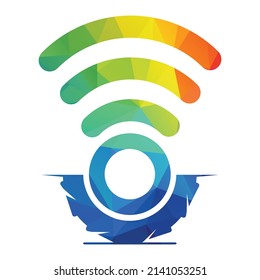 Wheel and WIFI logo combination. Tire and signal icon.	