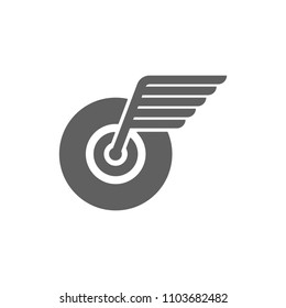 Wheel with wing icon vector in trendy flat style isolated on white background