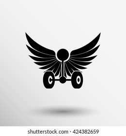Wheel and wings Auto emblem badge logo icon award.