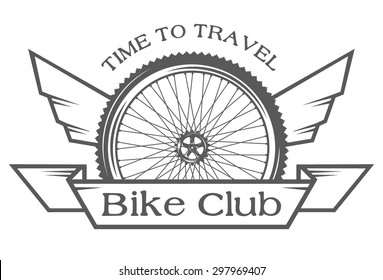 Wheel and wings. The emblem on the theme of cycling club.