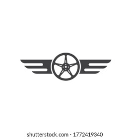wheel with wings  icon vector illustration design template