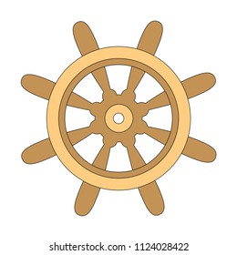 Wheel Wooden cartoon. Outlined illustration with thin line black stroke