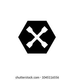Wheel Wrench Cross. Flat Vector Icon. Simple black symbol on white background
