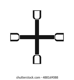 Wheel wrench cross icon in simple style on a white background vector illustration
