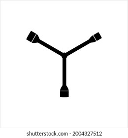 Wheel Wrench Icon, Wheel Bolt Opener Wrench Vector Art Illustration