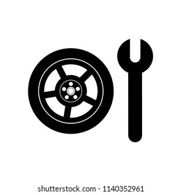 Wheel and Wrench icon vector icon. Simple element illustration. Wheel and Wrench symbol design. Can be used for web and mobile.