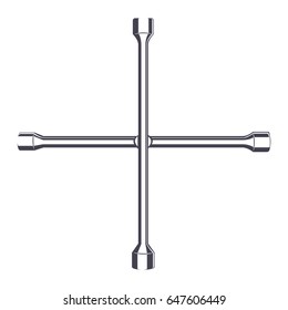 Wheel Wrench isolated on white background, monochrome style, vector