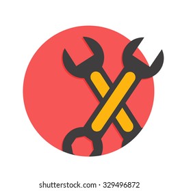 Wheel wrench or lug wrench icon. Flat style