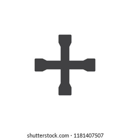 Wheel wrench vector icon. filled flat sign for mobile concept and web design. Lug wrench simple solid icon. Symbol, logo illustration. Pixel perfect vector graphics