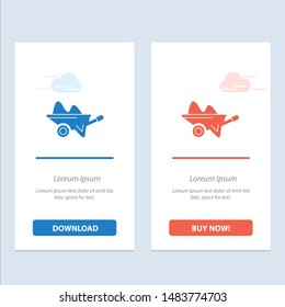 Wheelbarrow, Barrow, Farm, Garden, Gardening, Tools  Blue and Red Download and Buy Now web Widget Card Template