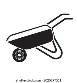 Wheelbarrow black stencil, icon template, vector isolated illustration
