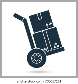 Wheelbarrow with boxes simple icon for web and mobile design