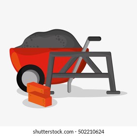 Wheelbarrow and brick of under construction design