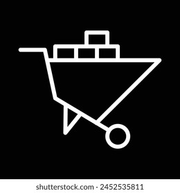 wheelbarrow with bricks icon outline