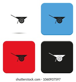 Wheelbarrow cart flat vector icon.