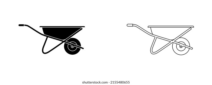 Wheelbarrow cart. Flat vector icon.	