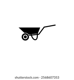 Wheelbarrow Cart, Garden Trolley Solid Flat Vector Icon Isolated on White Background.