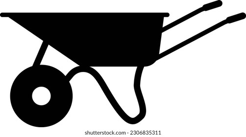 wheelbarrow cart icon. agriculture cart wheel cartoon farm. gardening tool equipment sign. flat style.