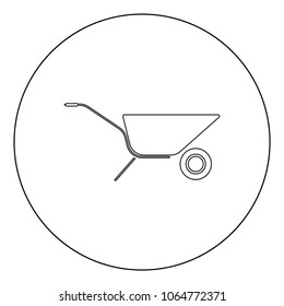 Wheelbarrow cart icon black color in circle vector illustration
