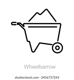 Wheelbarrow and cart icon concept