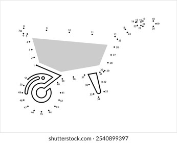 Wheelbarrow Cart Icon Connect The Dots, Wheelbarrow, Hand Operated Load Carrying Vehicle With Wheel Vector Art Illustration, Puzzle Game Containing A Sequence Of Numbered Dots