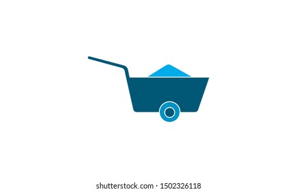 Wheelbarrow cart icon flat style vector illustration.