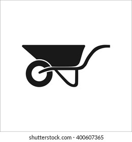 Wheelbarrow cart sign black simple icon on  background