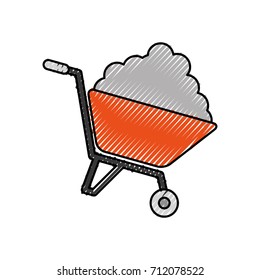 wheelbarrow with cement construction equipment