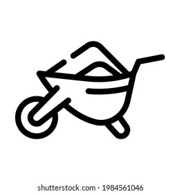 wheelbarrow with compost line icon vector. wheelbarrow with compost sign. isolated contour symbol black illustration svg