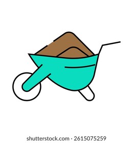 wheelbarrow with compost line icon vector. wheelbarrow with compost sign. isolated symbol illustration