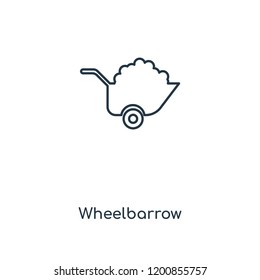 Wheelbarrow concept line icon. Linear Wheelbarrow concept outline symbol design. This simple element illustration can be used for web and mobile UI/UX.