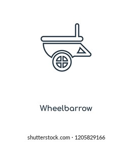 Wheelbarrow concept line icon. Linear Wheelbarrow concept outline symbol design. This simple element illustration can be used for web and mobile UI/UX.