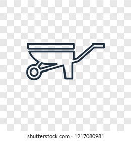 Wheelbarrow concept vector linear icon isolated on transparent background, Wheelbarrow concept transparency concept in outline style