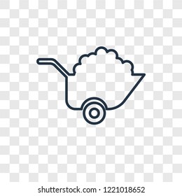 Wheelbarrow concept vector linear icon isolated on transparent background, Wheelbarrow concept transparency concept in outline style