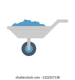 Wheelbarrow and concrete inside icon design.