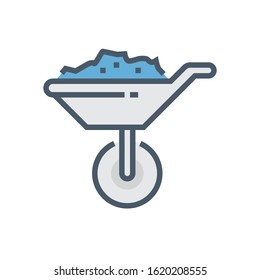 Wheelbarrow and concrete inside vector icon design.