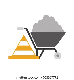 wheelbarrow construction with cone