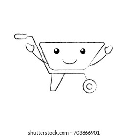 wheelbarrow construction kawaii character