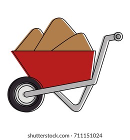 wheelbarrow construction with sand