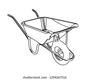 wheelbarrow contour vector illustration isolated