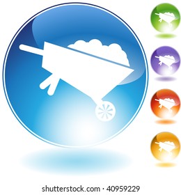 Wheelbarrow crystal icon isolated on a white background.