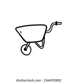 wheelbarrow doodle icon vector hand drawing 
