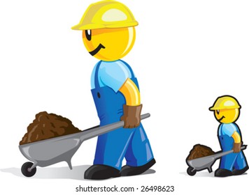 Wheelbarrow dude. One with a dark outline so it can work when it's reduced. He can be carrying anything.