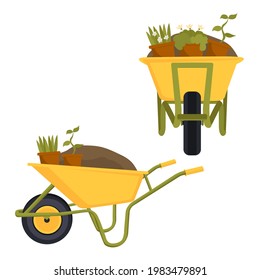 Wheelbarrow of earth. Vector illustration.
