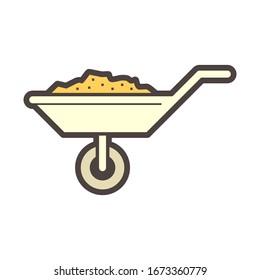 Wheelbarrow equipment and soil material inside vector icon design.