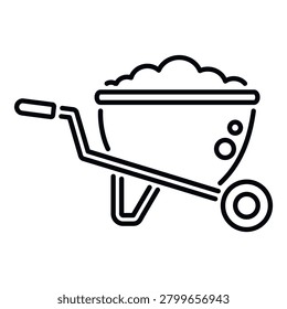 Wheelbarrow filled with dirt, representing construction, gardening, and renovation tasks