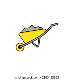 wheelbarrow filled icon vector illustration logo template for many purpose. Isolated on white background. full color cartoon